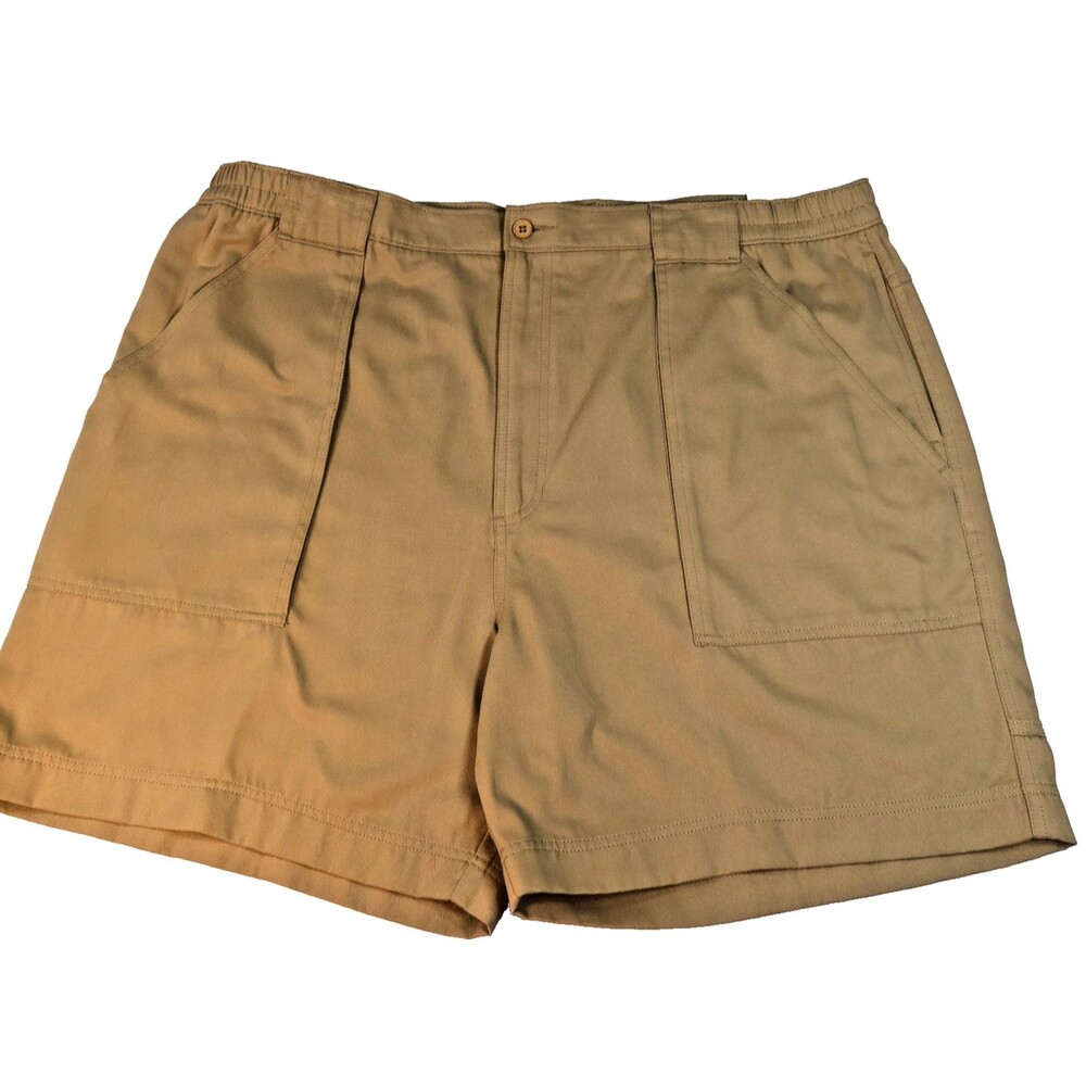 NEW Windham Pointe Mens Khaki Beige Shorts Sz 44 Elastic Waist Cotton Blend NWT
